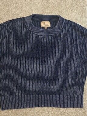 Ashley By 26 International Navy Ribbed Crewneck Sweater